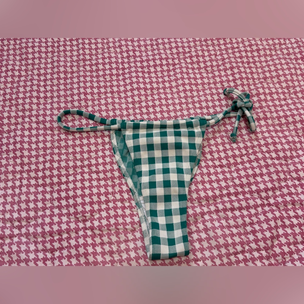 Leslie amon Green Checkered Bikini Bottom